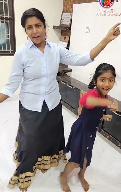 Anna Bharathi while dancing with her daughter