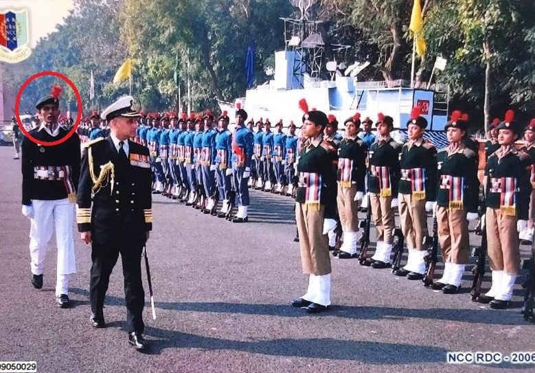 Ambati Arjun following the then Chief of Naval Staff (CNS) during a parade inspection