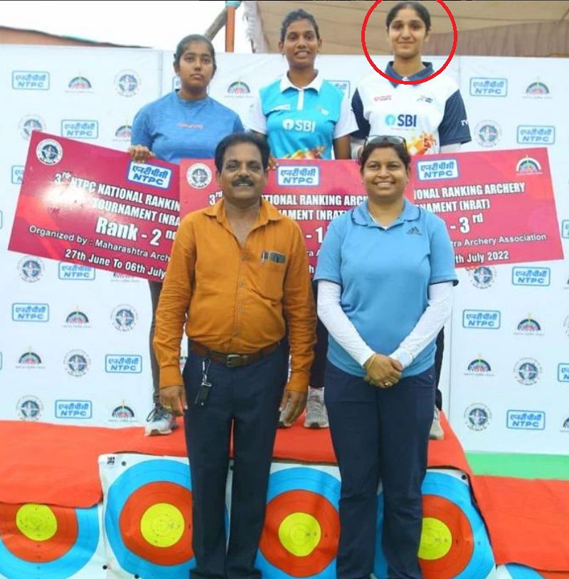 Bhajan Kaur after winning silver medal in the National Ranking Archery Tournament in Maharashtra