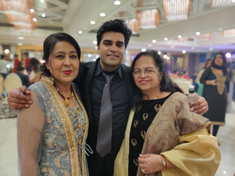 Bharat with his mother (extreme right) and his mother-in-law (extreme left)