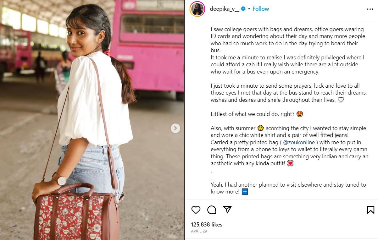 Deepika Venkatachalam's Instagram Post