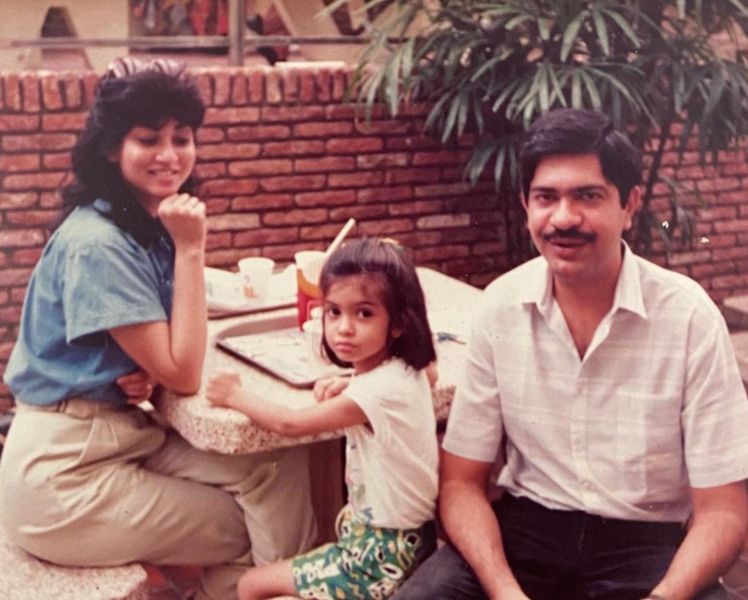 Diana Penty (centre) with her parents at their home in Mumbai
