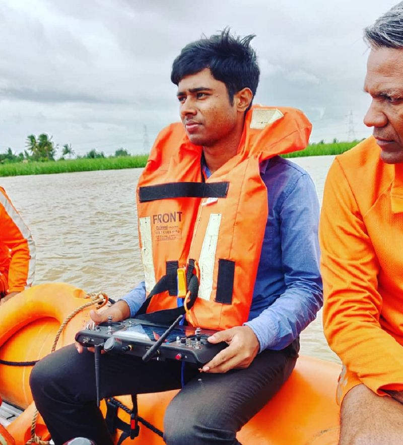 Drone Prathap using his drone during NDRF project