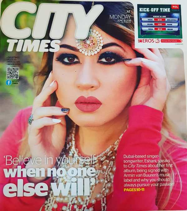 Eshani on the cover of City Times magazine