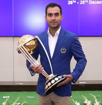 Hashmatullah Shahidi with 2019 ODI World Cup Trophy during the trophy tour