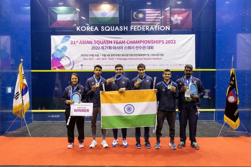Indian men's Squash Team at the 21st Asian Squash Team Championship