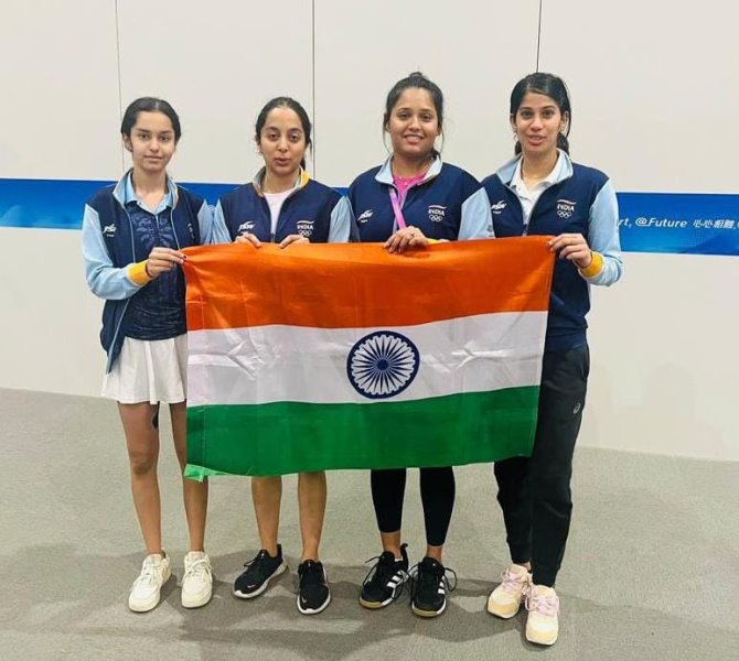 Indian Women's National Squash team at 2022 Asian Games
