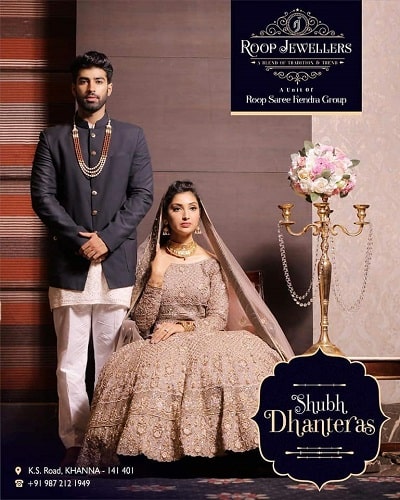 Isha Sharma in a print ad of Roop Jewellers