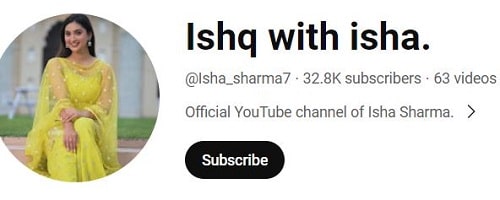 Isha Sharma's YouTube channel