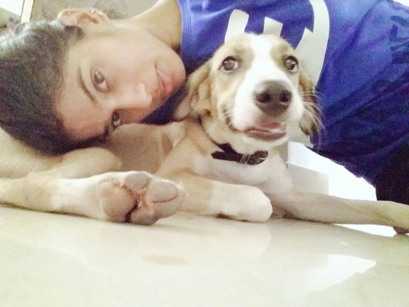 Joshna Chinappa with her Dog