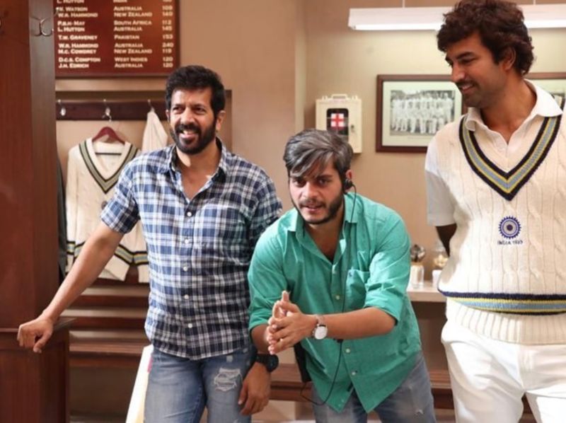 Kabir Khan (extreme left) during the shoot of the film '83' (2021)