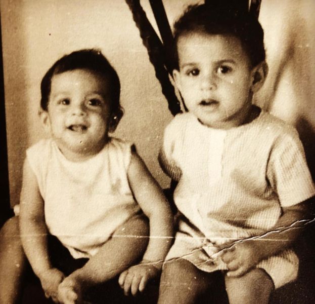 Kabir Khan's (left) childhood photo with his sister Anusha Khan (right)