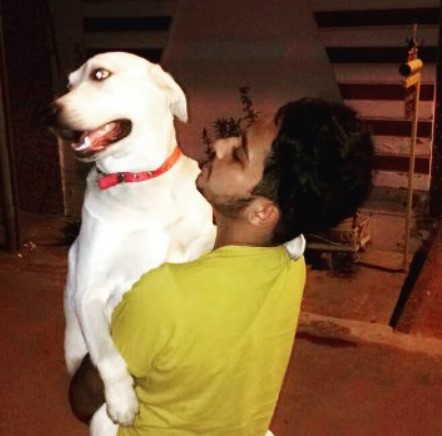 Karan Dutta with his pet dog