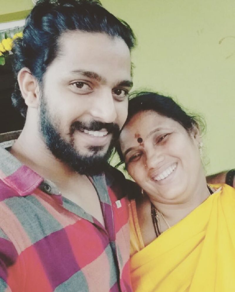 Karthik Mahesh with his mother