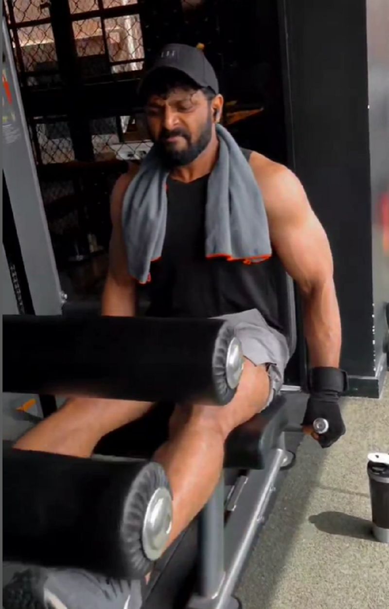 Karthik Mahesh working out in the gym