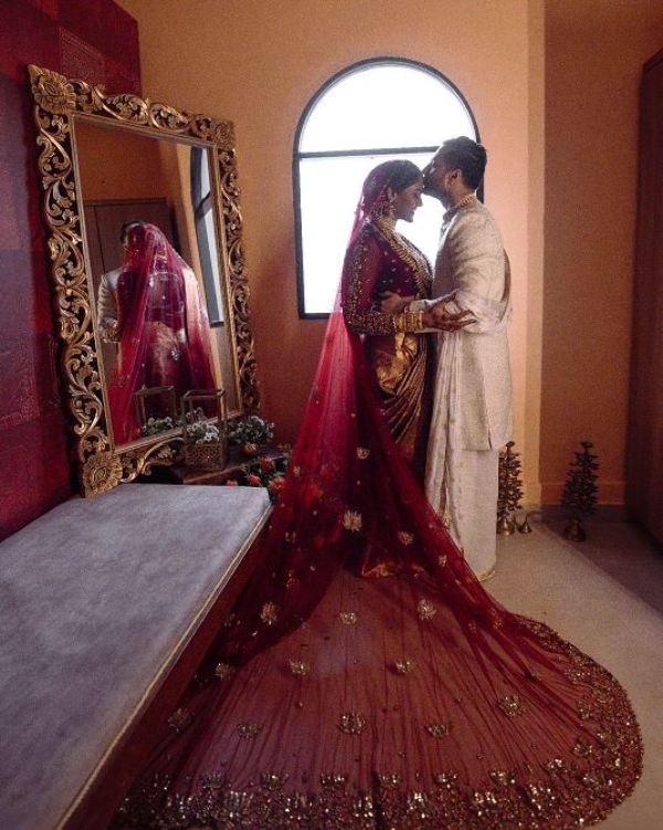 Karthika Nair and Rohit Menon on their wedding day