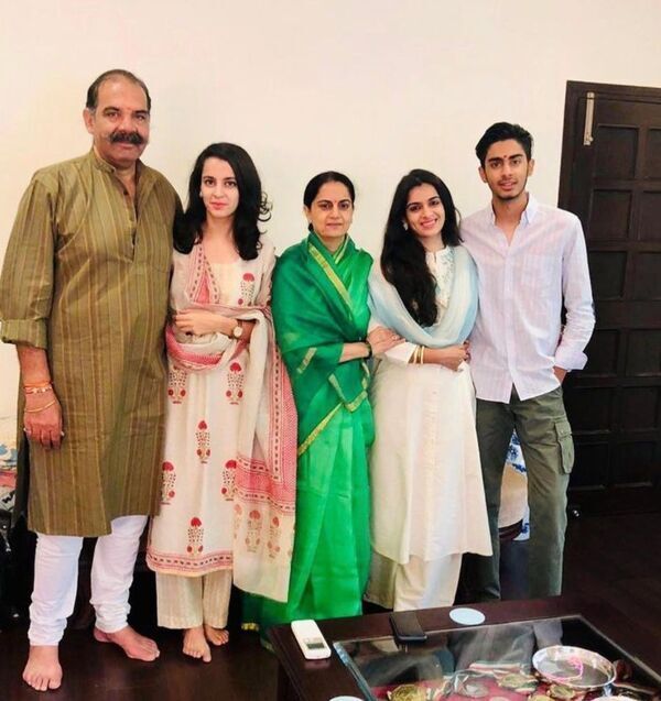 (Left to right) Dalpat Singh Naruka, Trisha Singh, Anantjeet's mother, Kritika Singh, and Anantjeet Singh Naruka at their home in Rajasthan