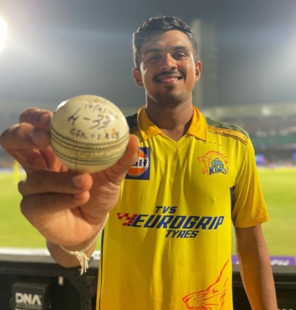 Maheesh Theekshana after becoming the youngest bowler to take a 4 wicket haul