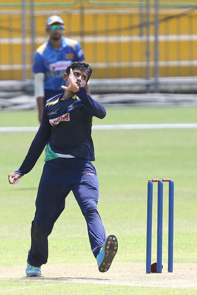 Maheesh Theekshana during a practice session in the Lanka Premier League (LPL)