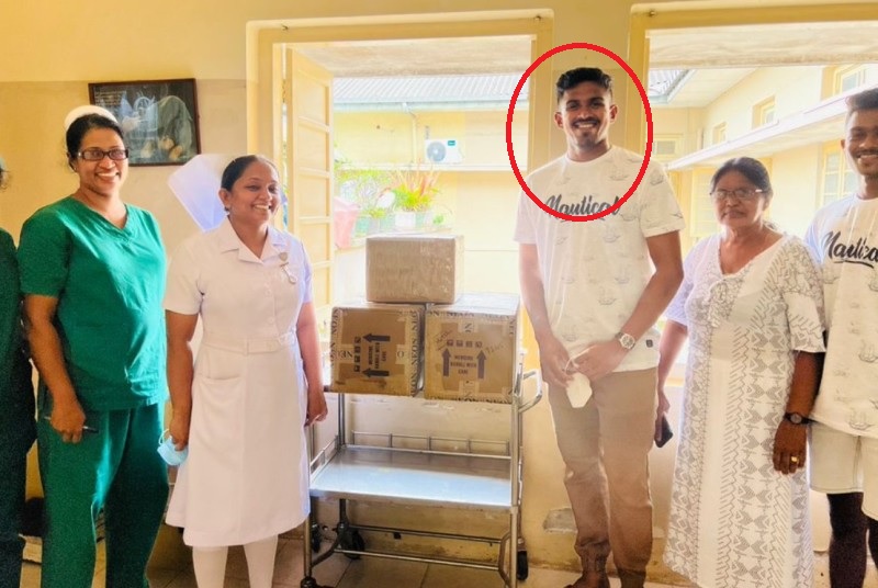 Maheesh Theekshana when he donated medical equipments