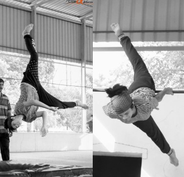Maya S. Krishnan while practising gymnastics