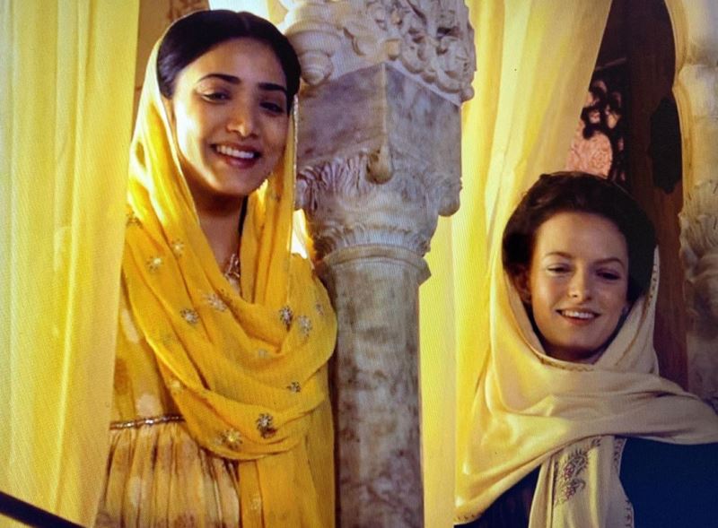 Medha Shankar (left) as Roshanara in the British historical drama show Beecham House on Netflix (2019)