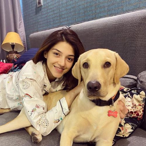 Mehreen Pirzada with her pet dog