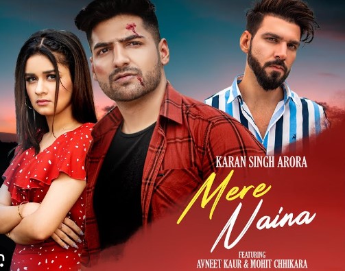 Mohit Chhikara on the poster of the video song Mere Naina (2019)