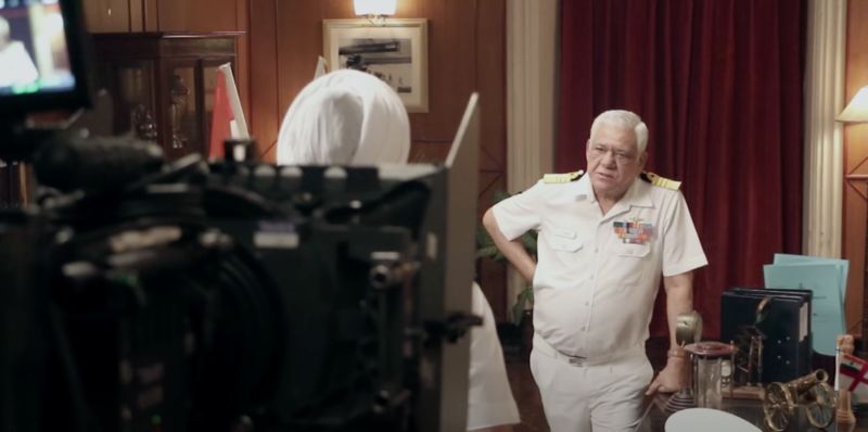Om Puri during the shoot of Hindi film 'The Ghazi Attack' (2017)