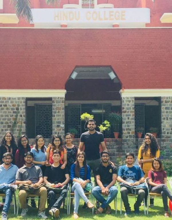 Paramvir (standing) with his classmates at Hindu college
