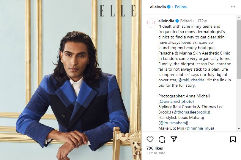 Rahi's Instagram post about his story with Elle where he talked about his clinic