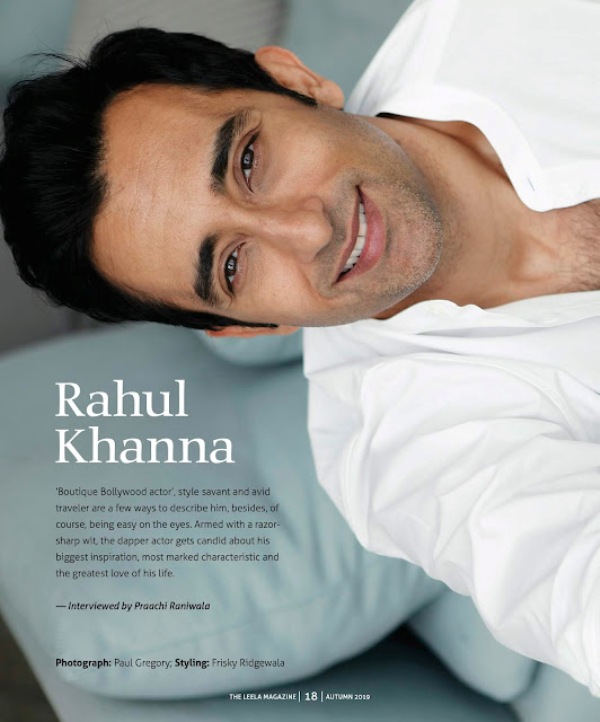 Rahul Khanna ffor the cover of The Leela Magazine in 2019