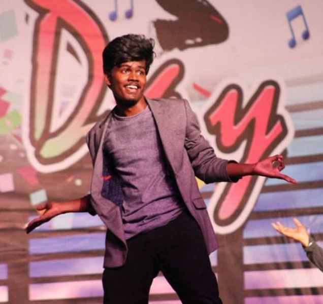 Raja Vetri Prabhu during a dance performance at his college