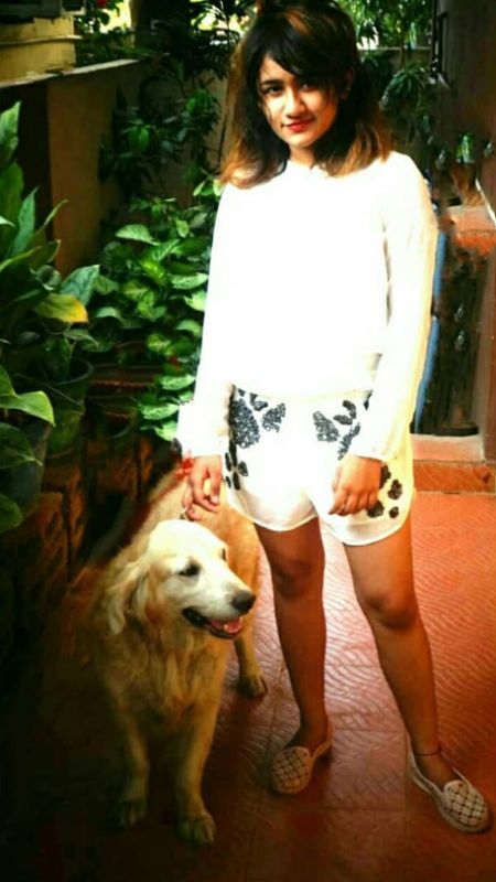 Raveena Daha with her dog