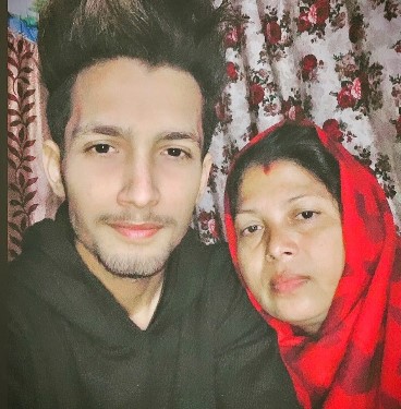Rohit Chetry with his mother
