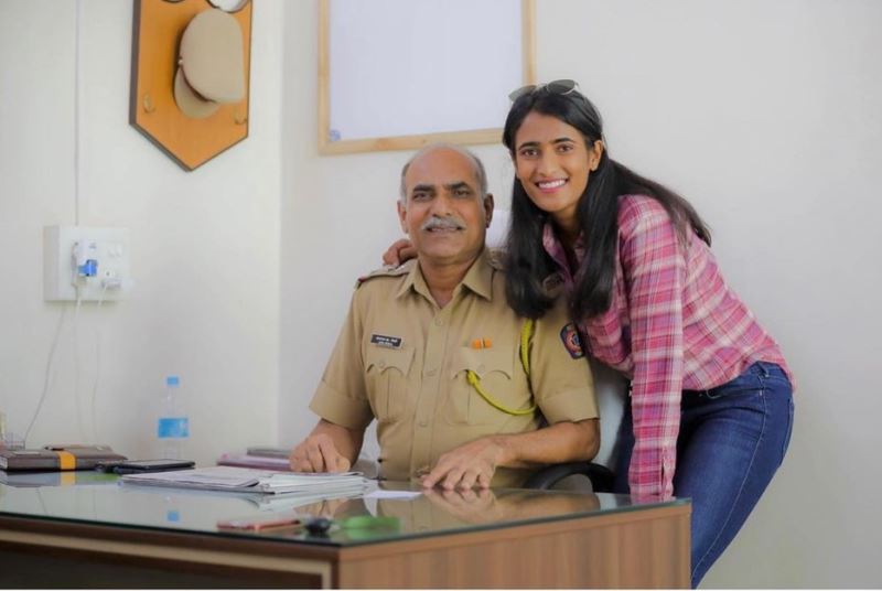 Rutuja Bhosale with her father