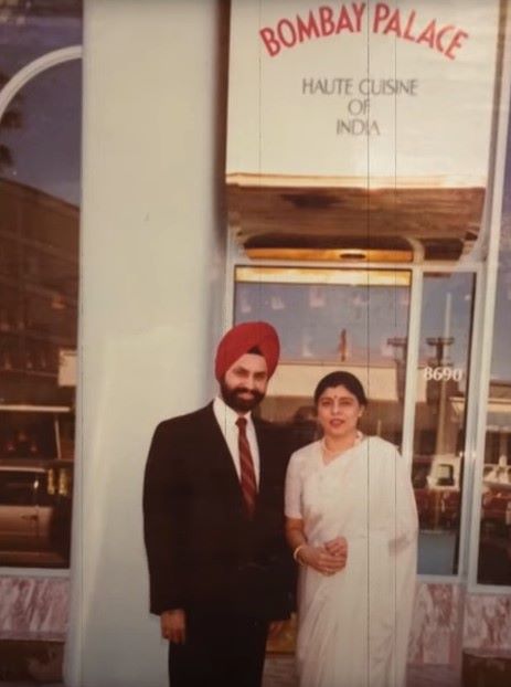 Sant Singh Chatwal with his wife at his hotel Bombay Palace