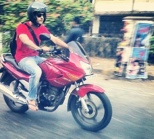 Satyajeet Dubey riding his motorcycle