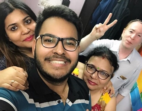 Shivam Trivedi with his parents and sister
