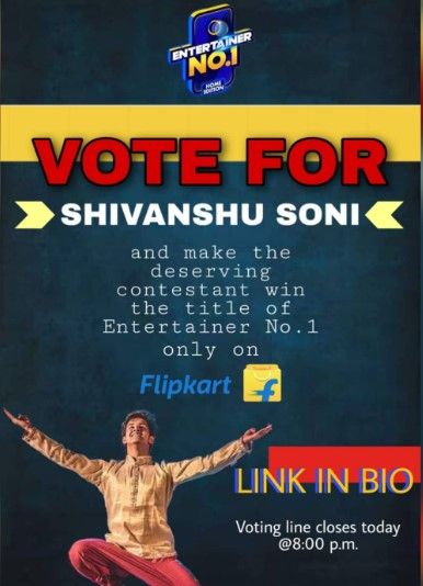 Shivanshu Soni voting poster for the Entertainer No. 1 contest of Flipkart