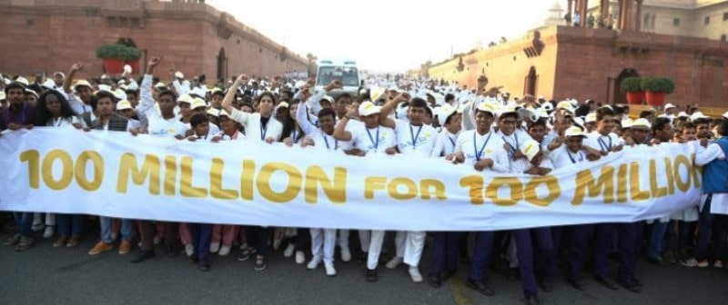 Students from Delhi during the 100 Million Campaign