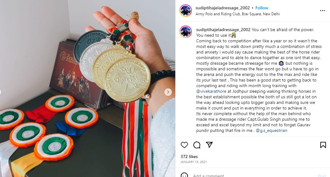 Sudipti Hajela shared a picture of her medals on Instagram