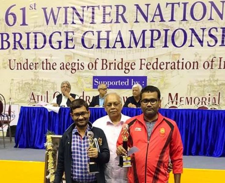 Sumit Mukherjee (left) won Sumit Mukherjee won the prestigious Shree Cement Gold Pairs Championships at the 61st Winter National Bridge Championship 2019