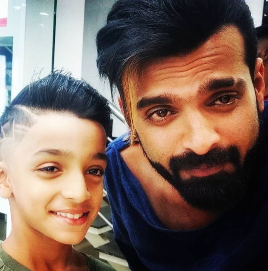 Vinay Gowda with his son, Rushabh Gowda