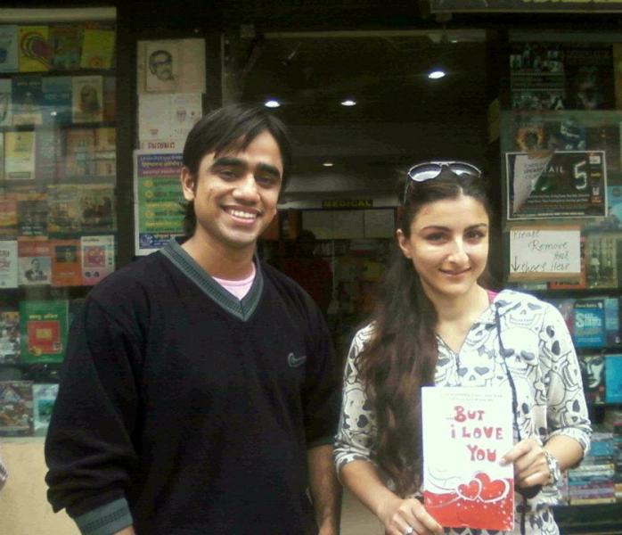 Vishal Pinjani with Soha Ali Khan at his bookshop