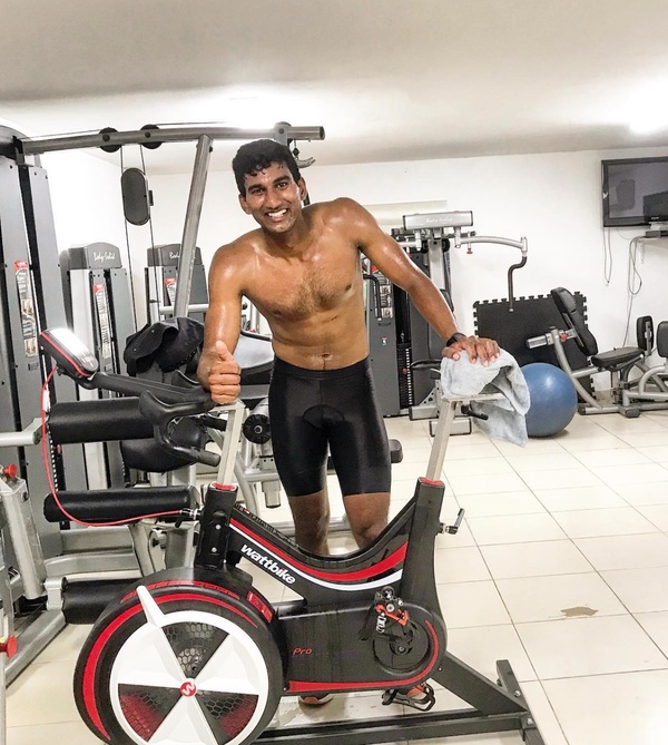 Vishnu Saravanan during his gym session