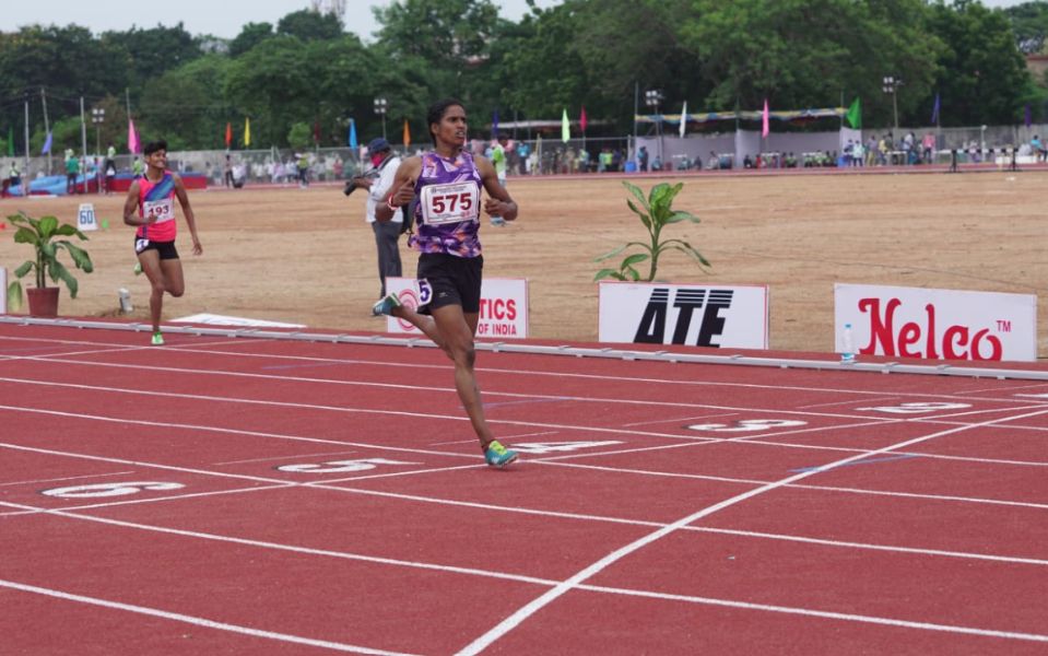Vithya Ramraj competing at the 60th National Open Athletics Championships in Warangal, Telangana