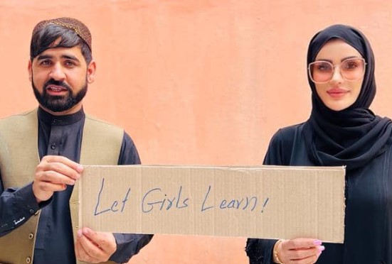 Wazhma Ayoubi while promoting the campaign 'Let Afghan Girl Learn'