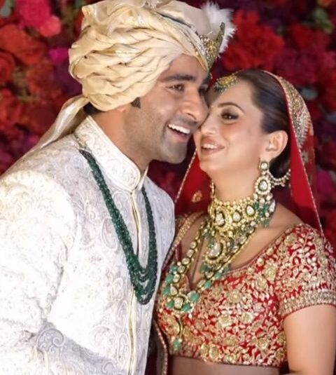 Aadar and Alekha during their wedding ceremony