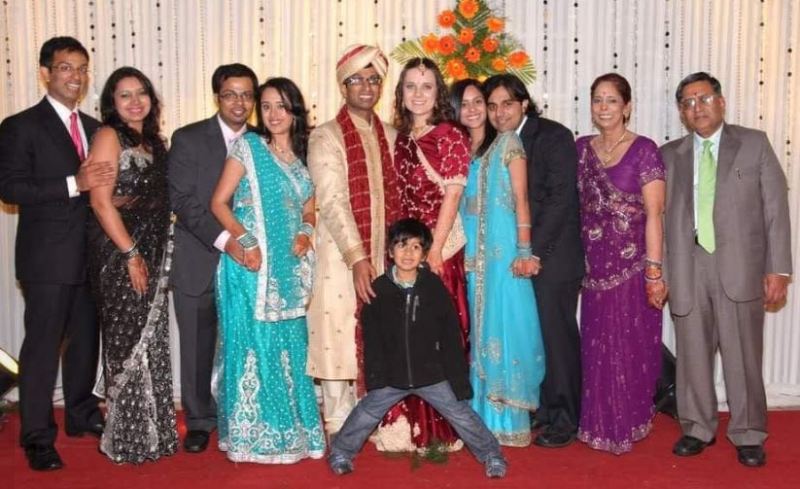 Anuj Singhal (third from left) with his family